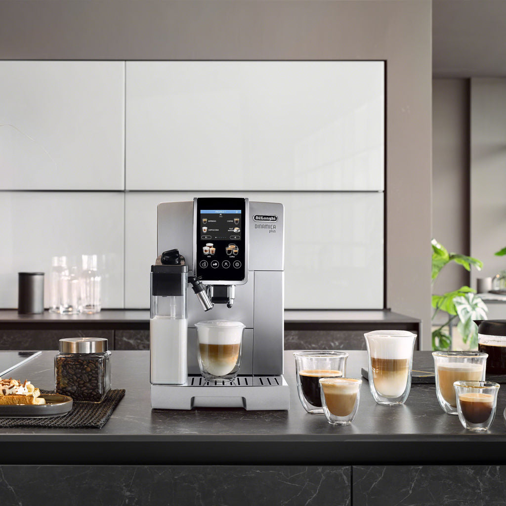 De'Longhi Dinamica Plus ECAM380: Automatic Espresso Machine with Built-In Grinder and LatteCrema System(Open Box)