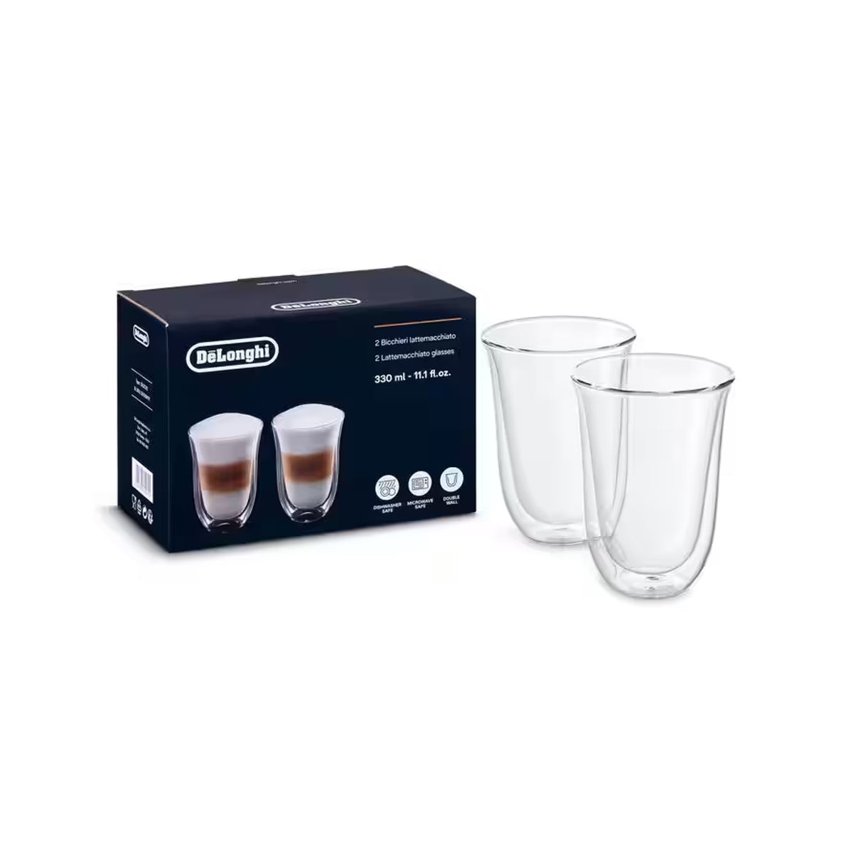 DeLonghi - Verres à macchiato double parois (2x 330 mL)