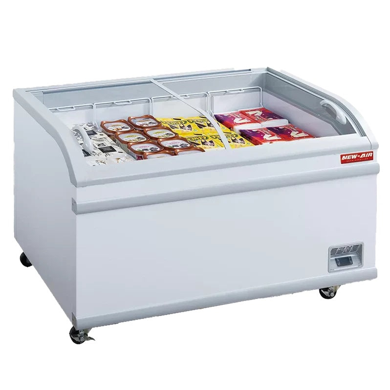 New Air - NIF-80-CG 24.75 sq ft 79.5'' wide curved glass island freezer