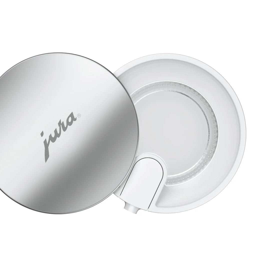 Jura Carafe à lait en verre 0,5 L : couvercle pivotant en acier inoxydable, adaptateurs silicone inclus