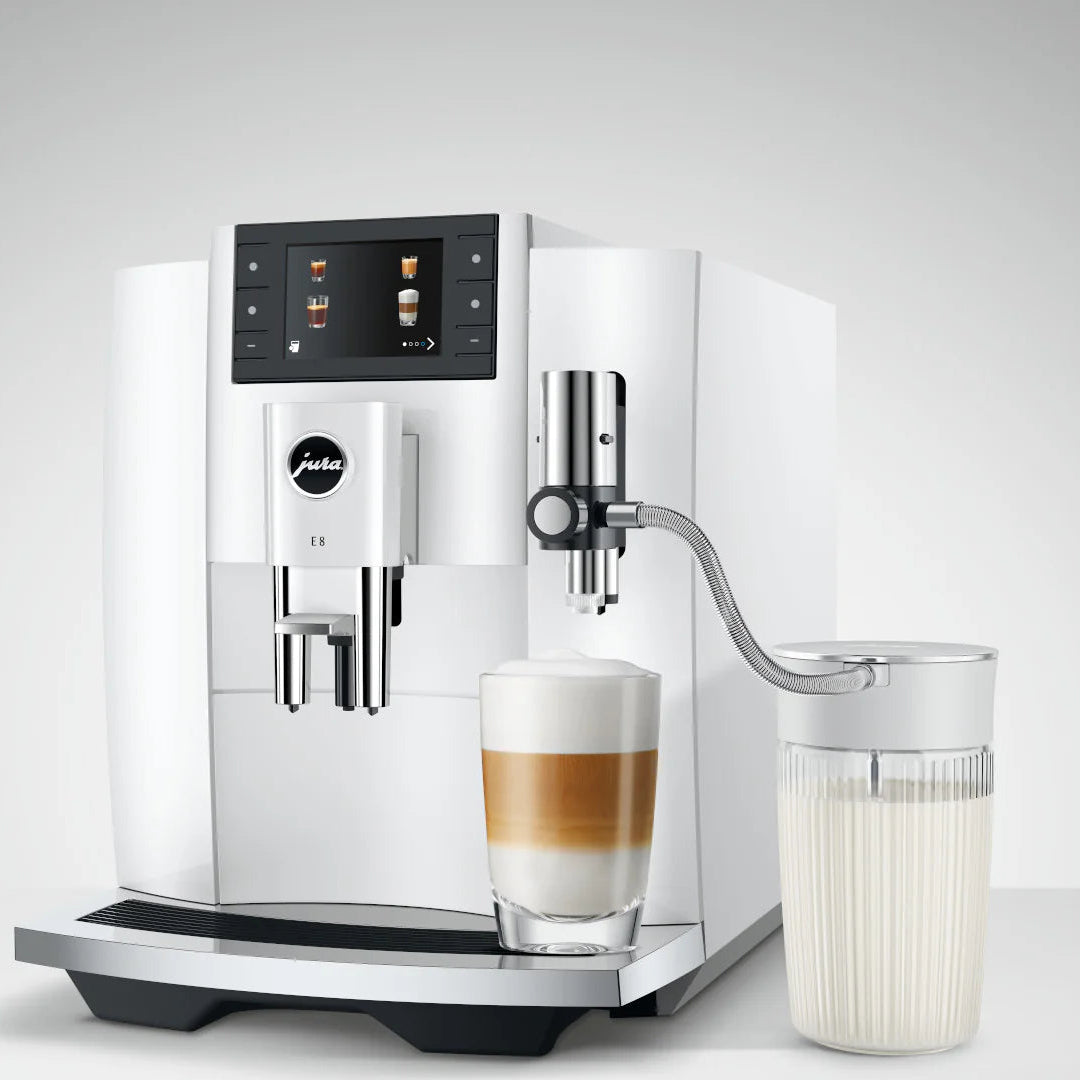 Jura Carafe à lait en verre 0,5 L : couvercle pivotant en acier inoxydable, adaptateurs silicone inclus