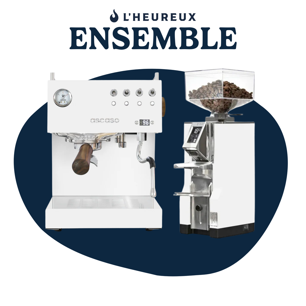 Ensemble Ascaso Steel DUO PID Blanc & Eureka Mignon Libra 55 Blanc