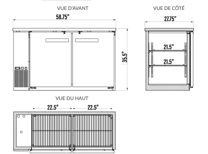 New Air - Back Bar NBB-60-SB / 19 P3 (2 solid doors)