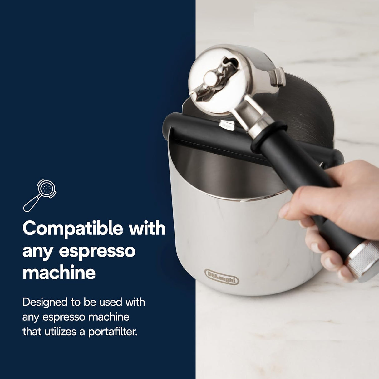 DeLonghi - Large Stainless Steel Grounds Container