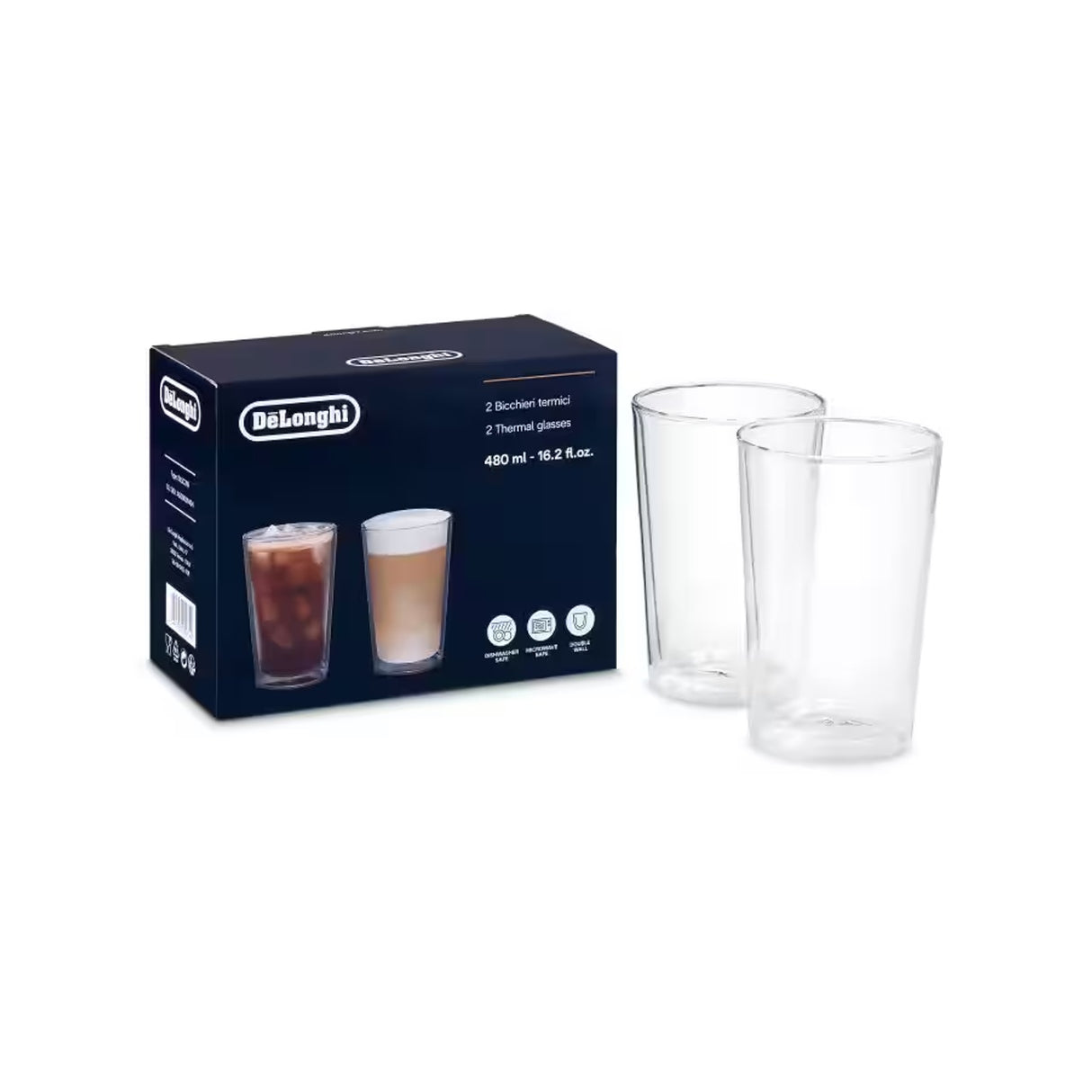 DeLonghi - Grands verres à café double parois (2x 480 mL)