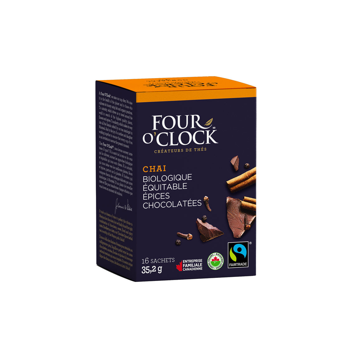 Four O'Clock - Thé chai épices chocolatées biologique & équitable (16 sachets)