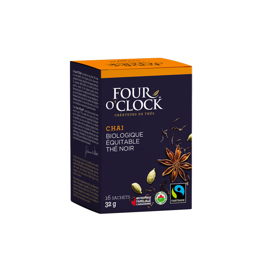 Four O'Clock - Organic & Fairtrade Black Chai Tea (16 bags)