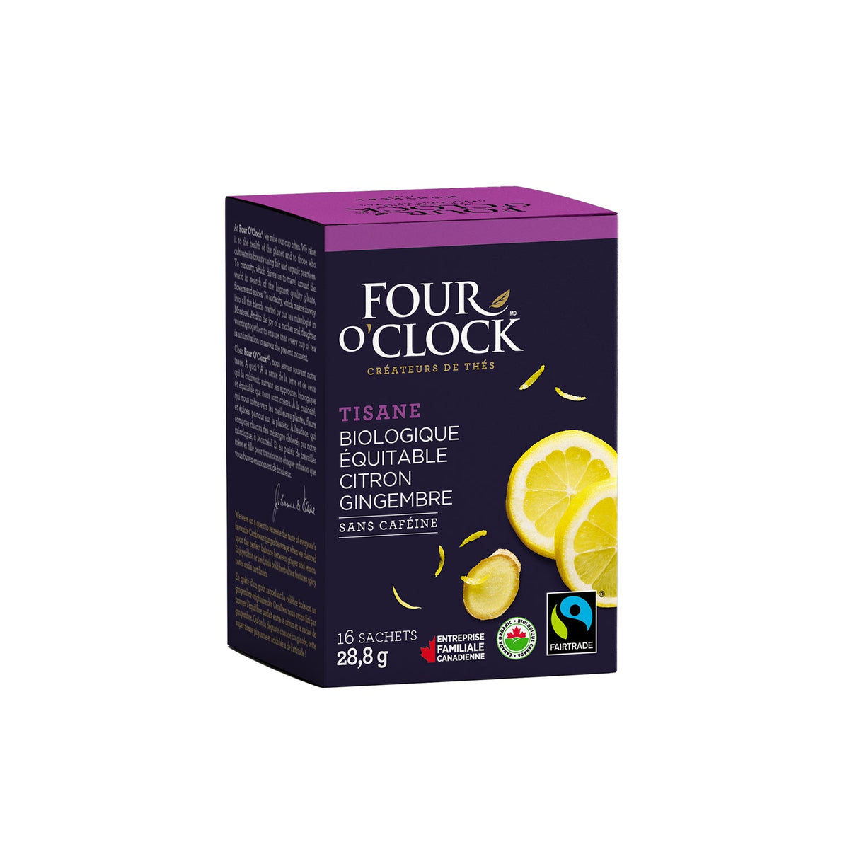 Four O'Clock - Tisane citron gingembre biologique (16 sachets)
