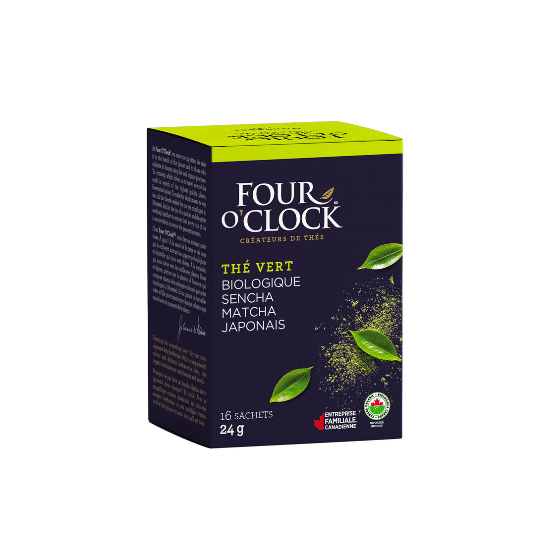 Four O'Clock - Thé vert Sencha Matcha du Japon biologique (16 sachets)