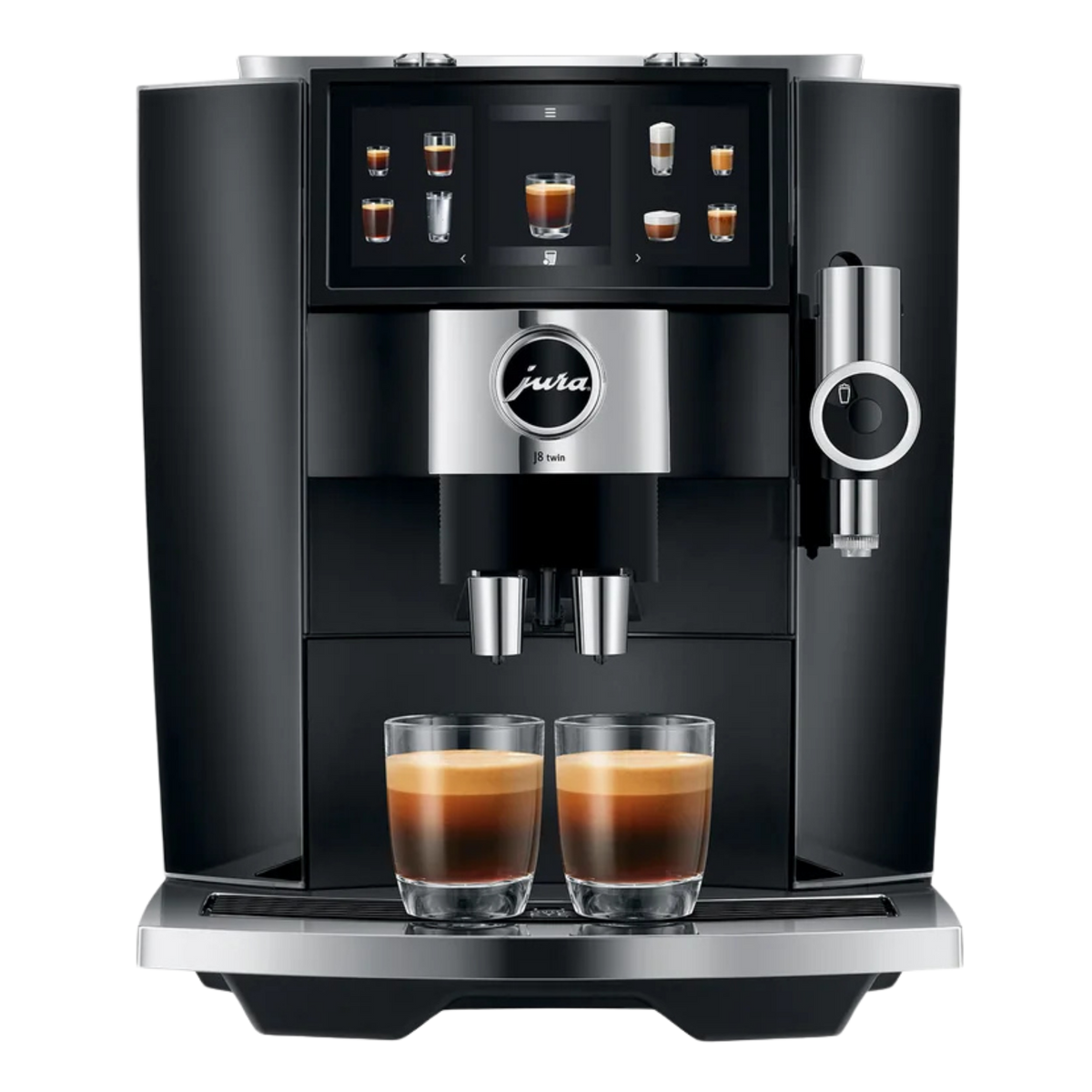 Jura J8 Twin : machine à café automatique à double broyeur, écran tactile Panorama, 31 spécialités