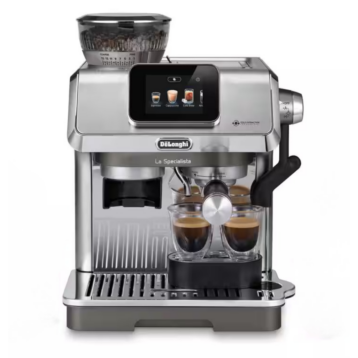 De'Longhi La Specialista Touch : machine à espresso avec moulin intégré, écran tactile, infusion à froid, porte-filtre 51 mm