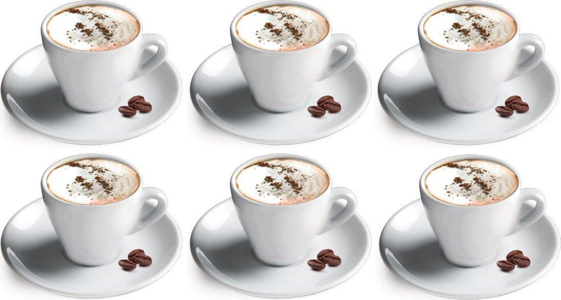 Cuisinox - Ensemble de 6 tasses cappuccino allongé avec soucoupes (163 ml / 5.5 oz)