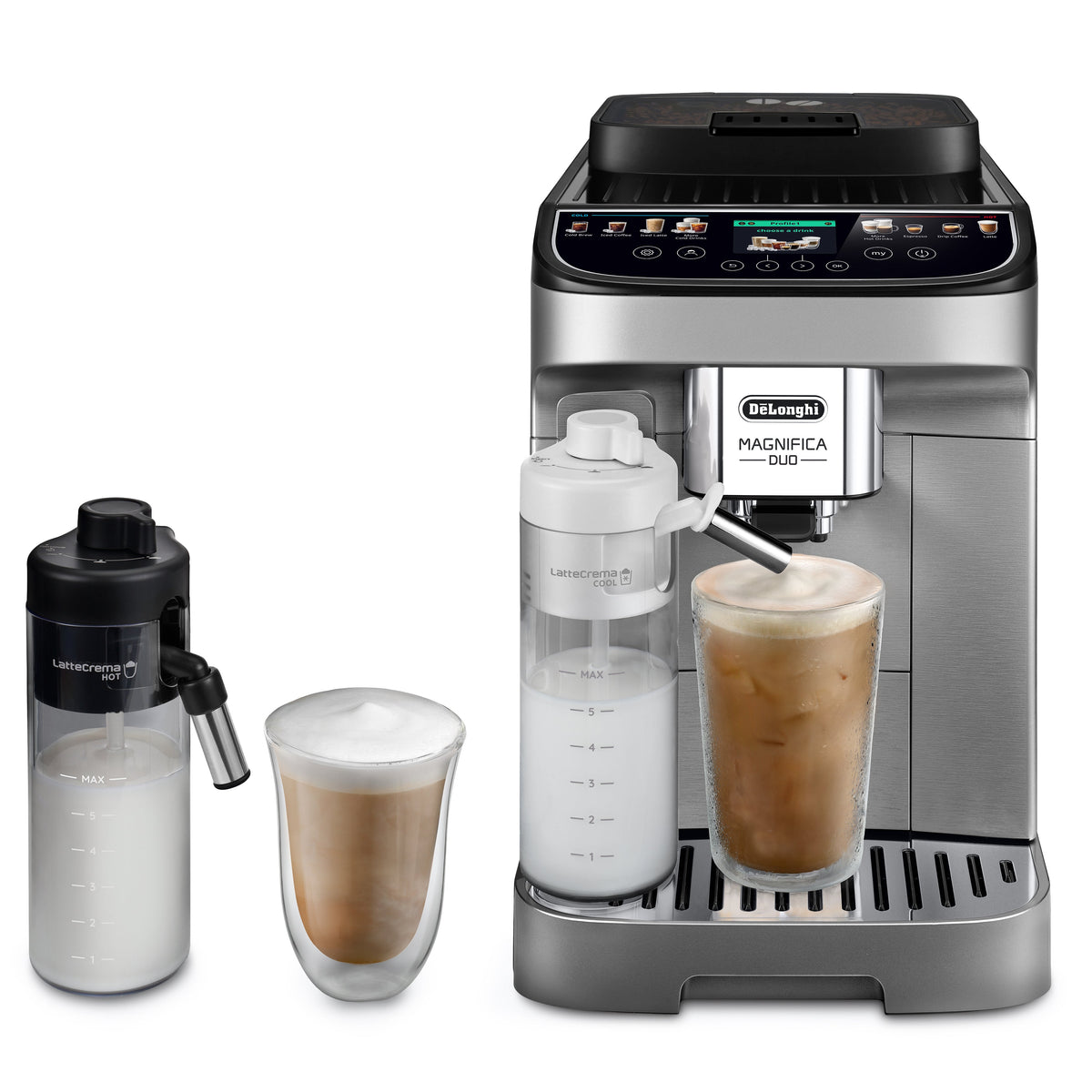 De’Longhi Magnifica Duo : machine à espresso automatique, mousse de lait chaude et froide, infusion à froid, 20 recettes