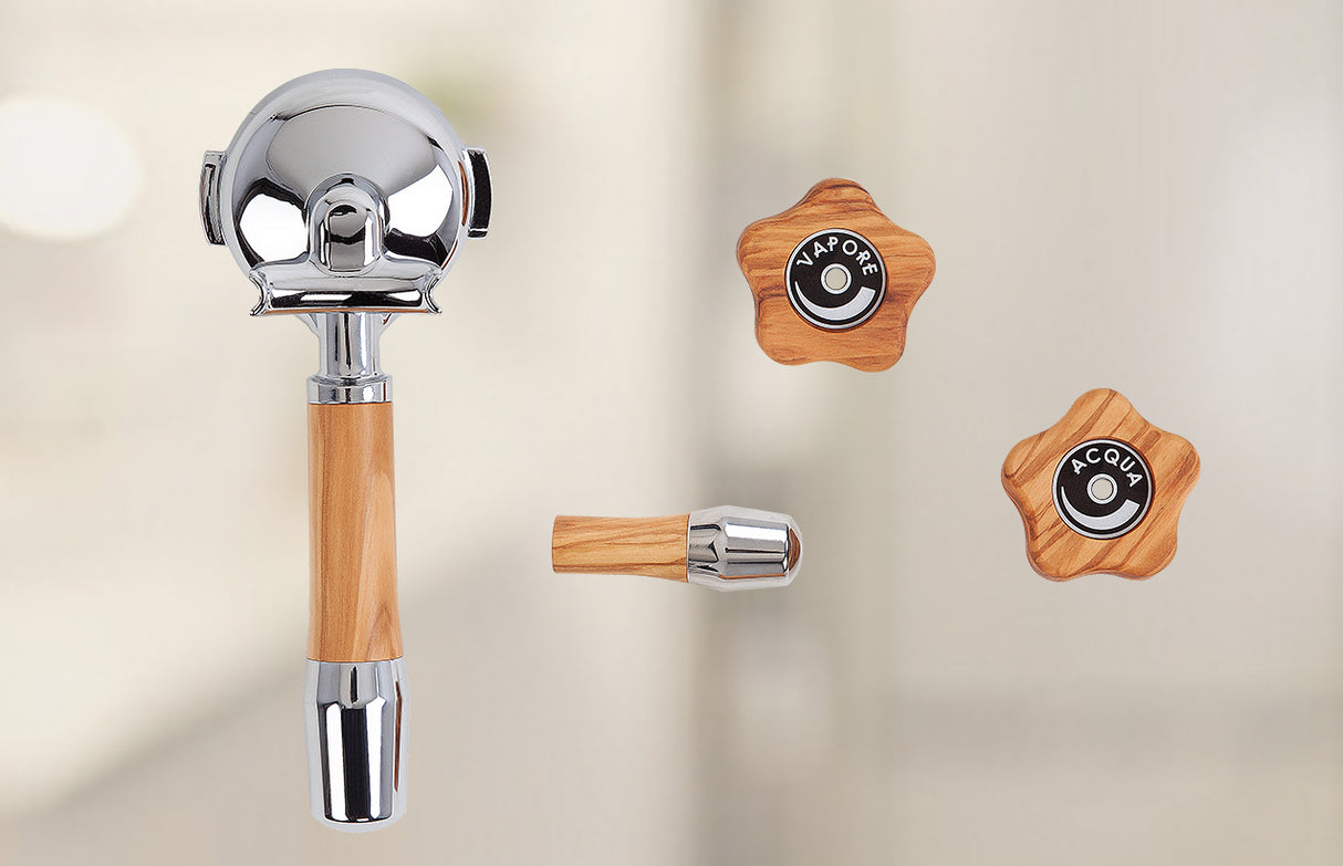 ECM - Olive wood rotary handle and valve set