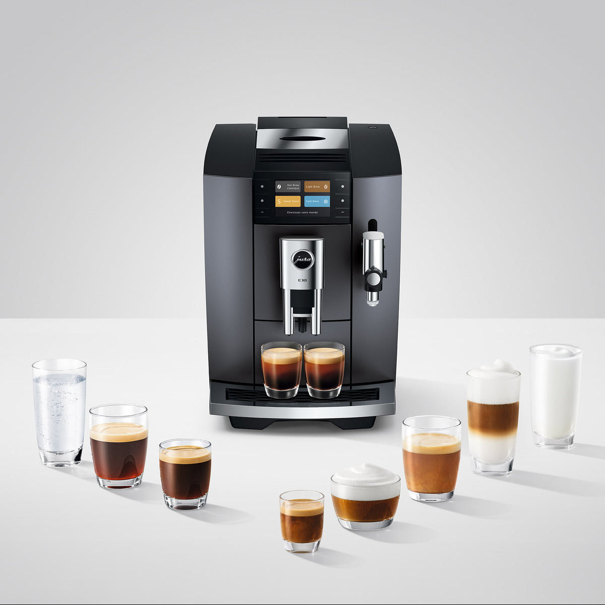 JURA E10: Automatic Coffee Machine, Cold Brew, Light Brew, Sweet Foam, 36 Specialties