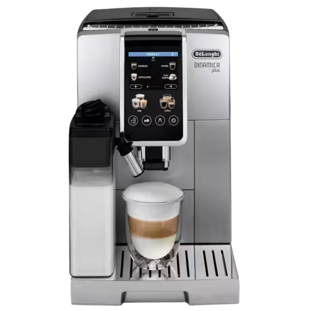 DeLonghi Dinamica Plus : machine à espresso automatique, système LatteCrema, écran tactile 3,5 po