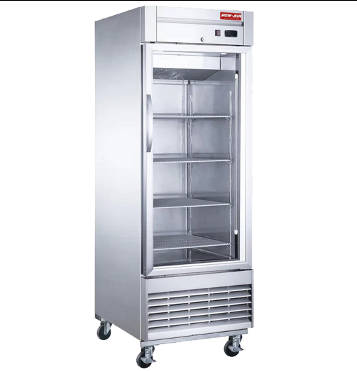 New Air - 28" Stainless Steel Glass Door Refrigerator