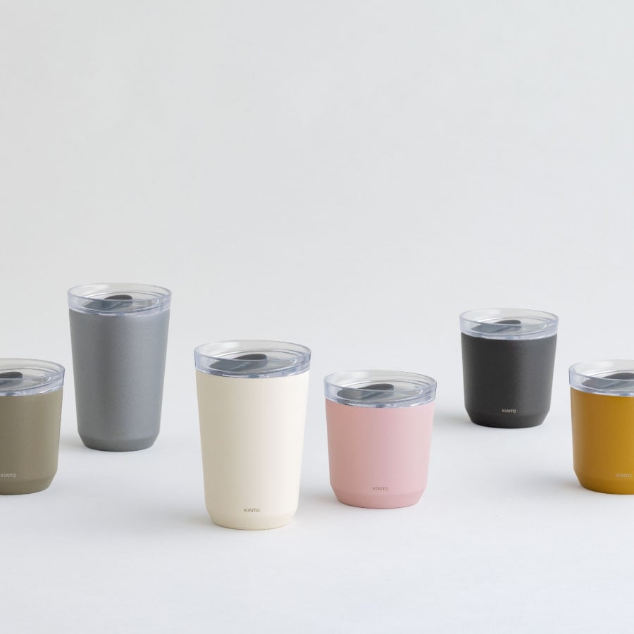 KINTO To Go Tumbler 240 ml: Vacuum-Insulated Stainless Steel Tumbler, Rotating Spill-Resistant Plug