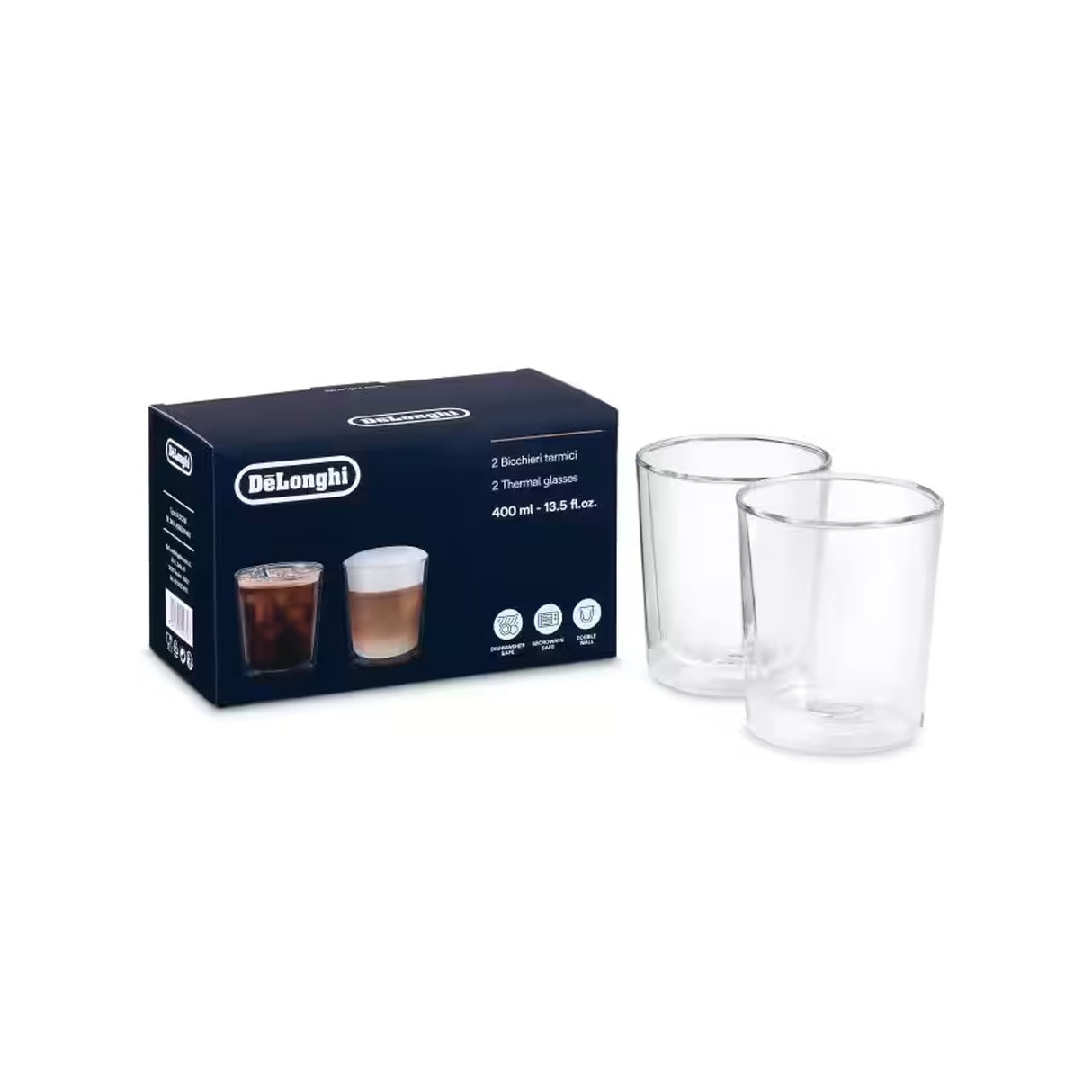 DeLonghi - Petits verres à café double parois (2x 400 ml)
