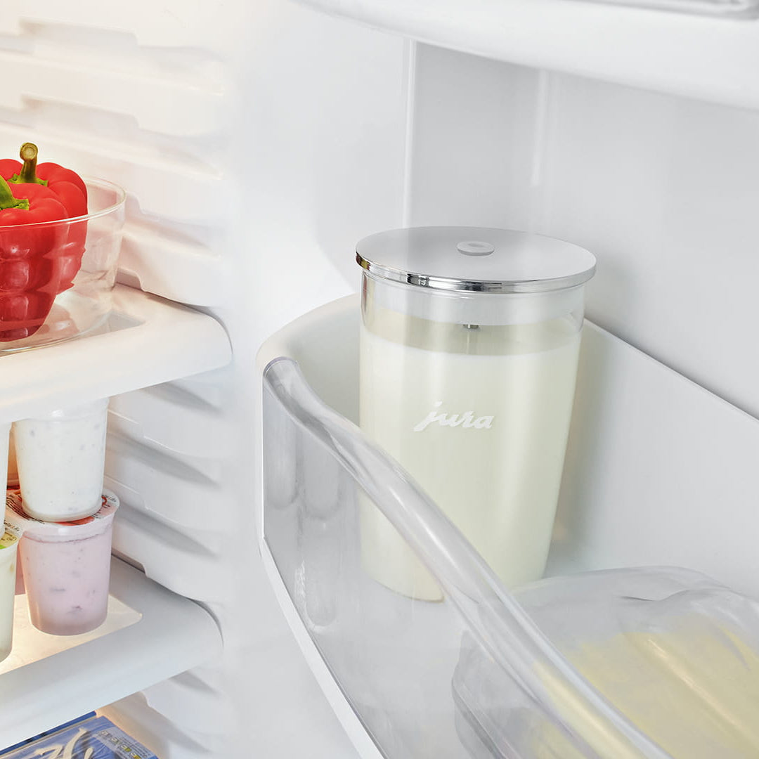 JURA 0.5 L Glass Milk Container: Lid with Stainless Steel Milk Lance