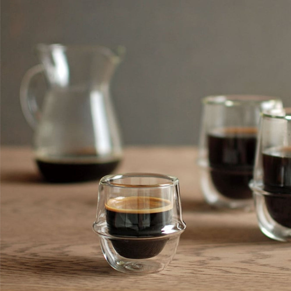 KINTO Kronos 80 ml: Double-Wall Glass Espresso Cup with Grip Ring
