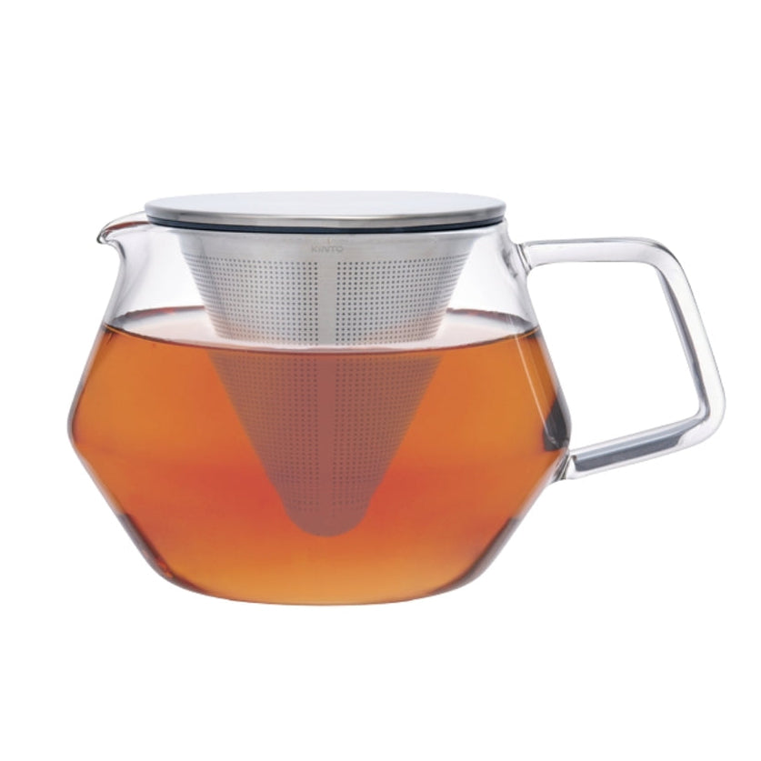 KINTO CARAT: Glass and Stainless Steel Teapot with Visible Conical Strainer, 850ml