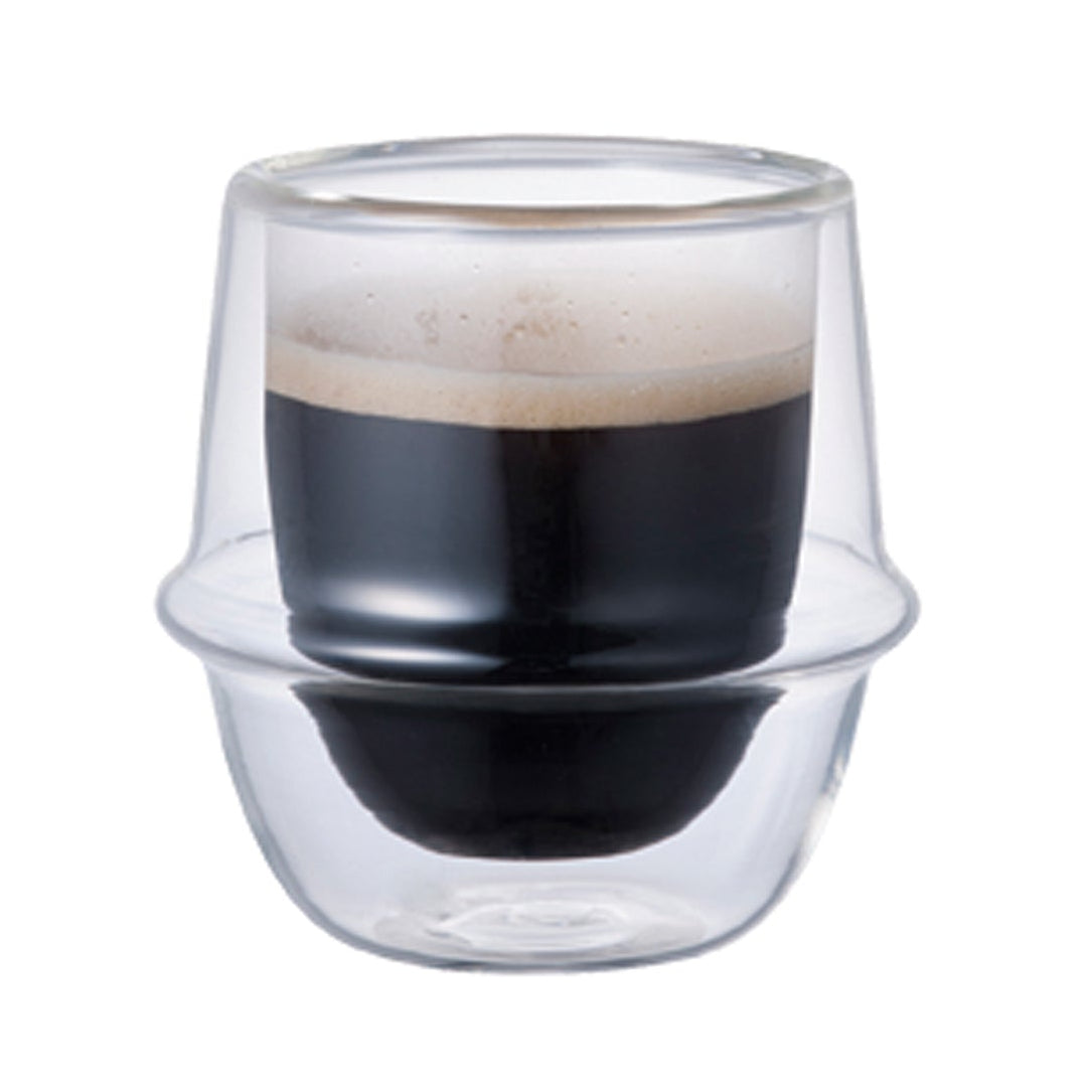 KINTO Kronos 80 ml: Double-Wall Glass Espresso Cup with Grip Ring