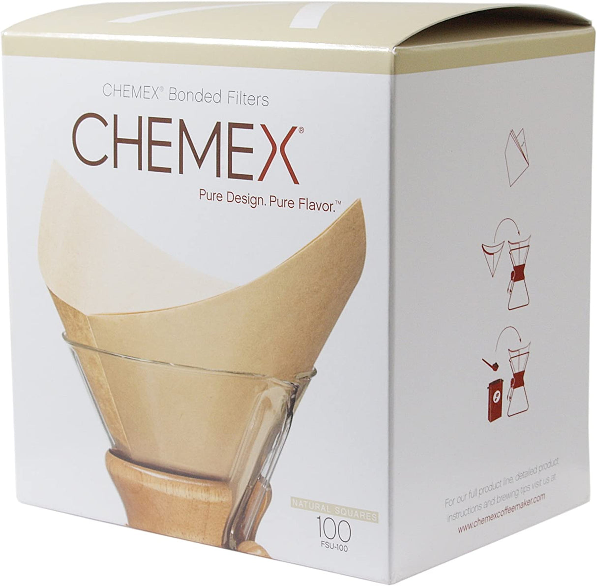 Chemex - Carrés de filtre pré-pliés non blanchis (100 unités)