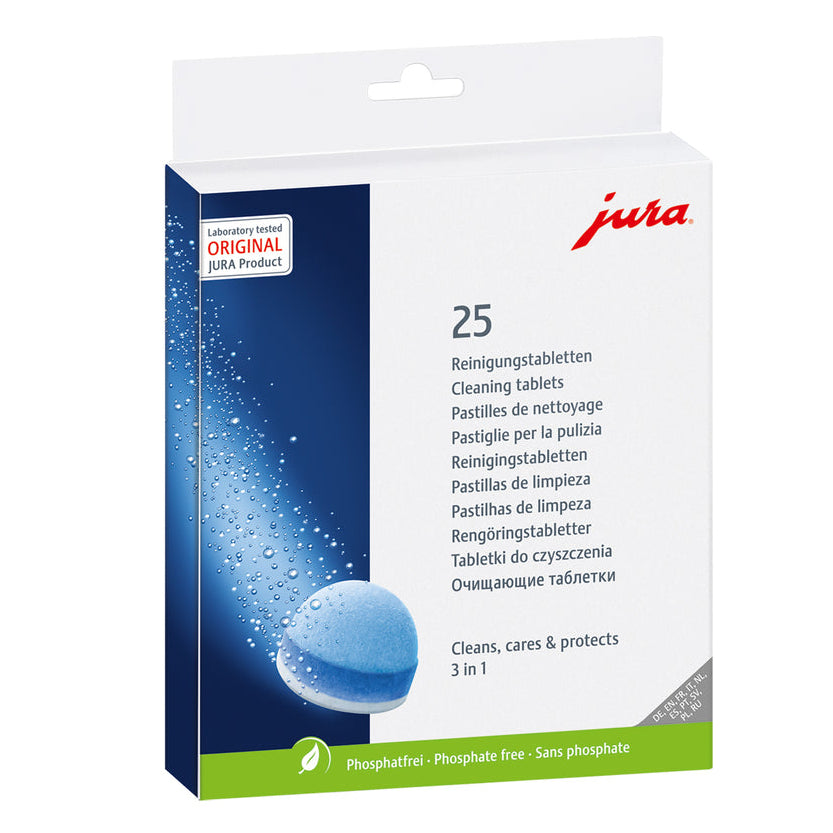 JURA : pastilles de nettoyage 3 phases pour machine à espresso automatique (25 unités)
