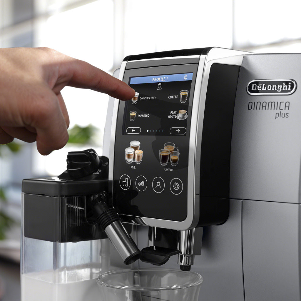 De'Longhi Dinamica Plus ECAM380: Automatic Espresso Machine with Built-In Grinder and LatteCrema System(Open Box)
