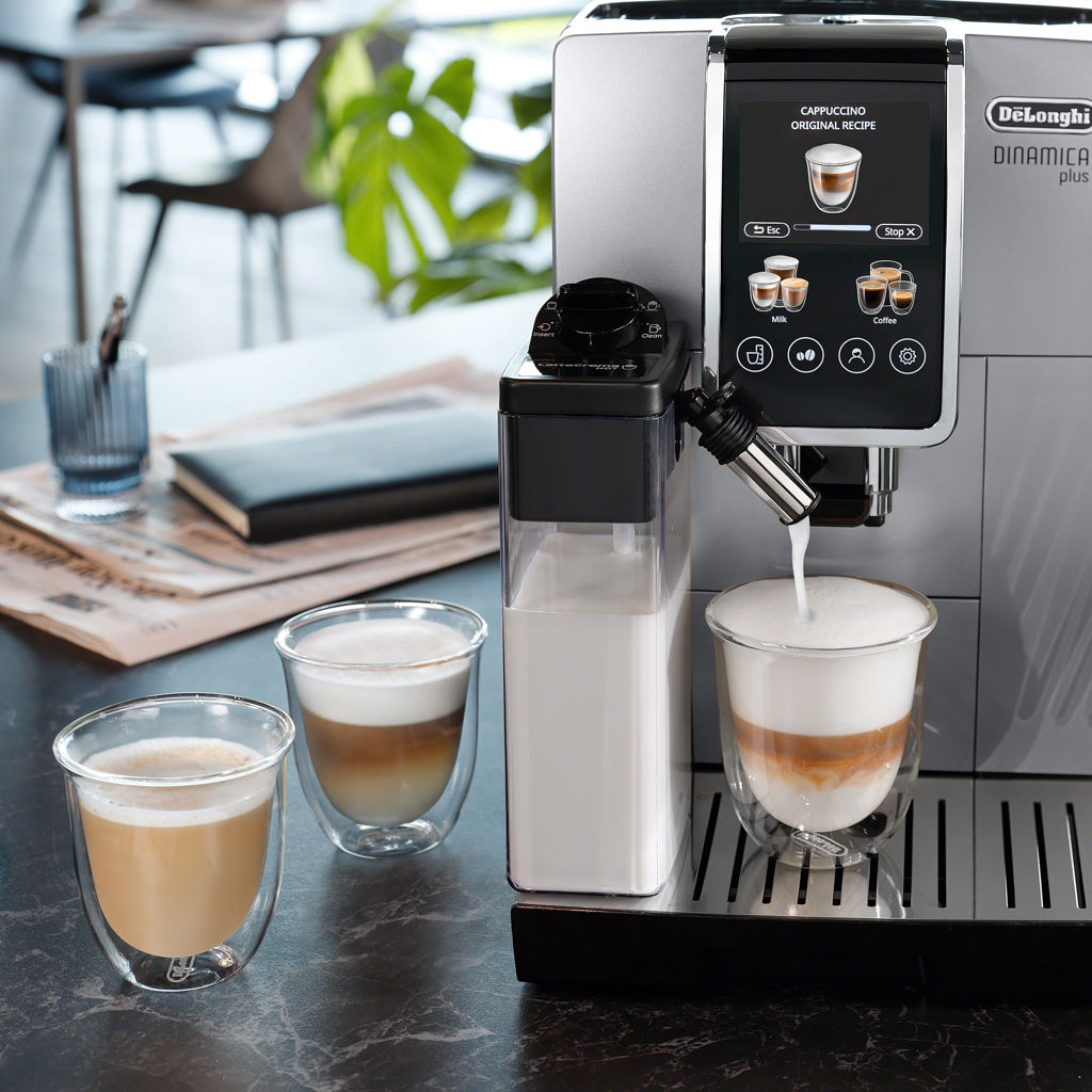 De'Longhi Dinamica Plus ECAM380: Automatic Espresso Machine with Built-In Grinder and LatteCrema System(Open Box)