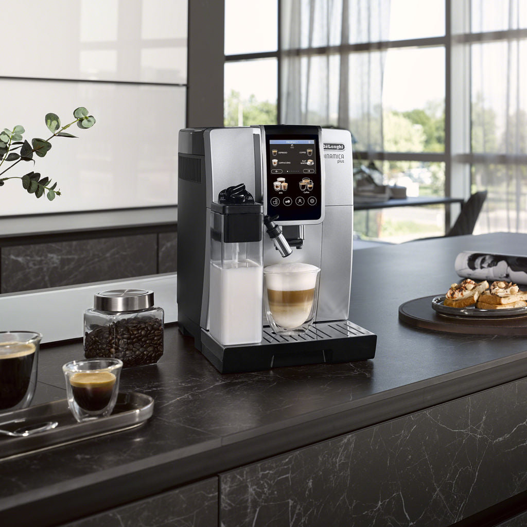 De'Longhi Dinamica Plus ECAM380: Automatic Espresso Machine with Built-In Grinder and LatteCrema System(Open Box)