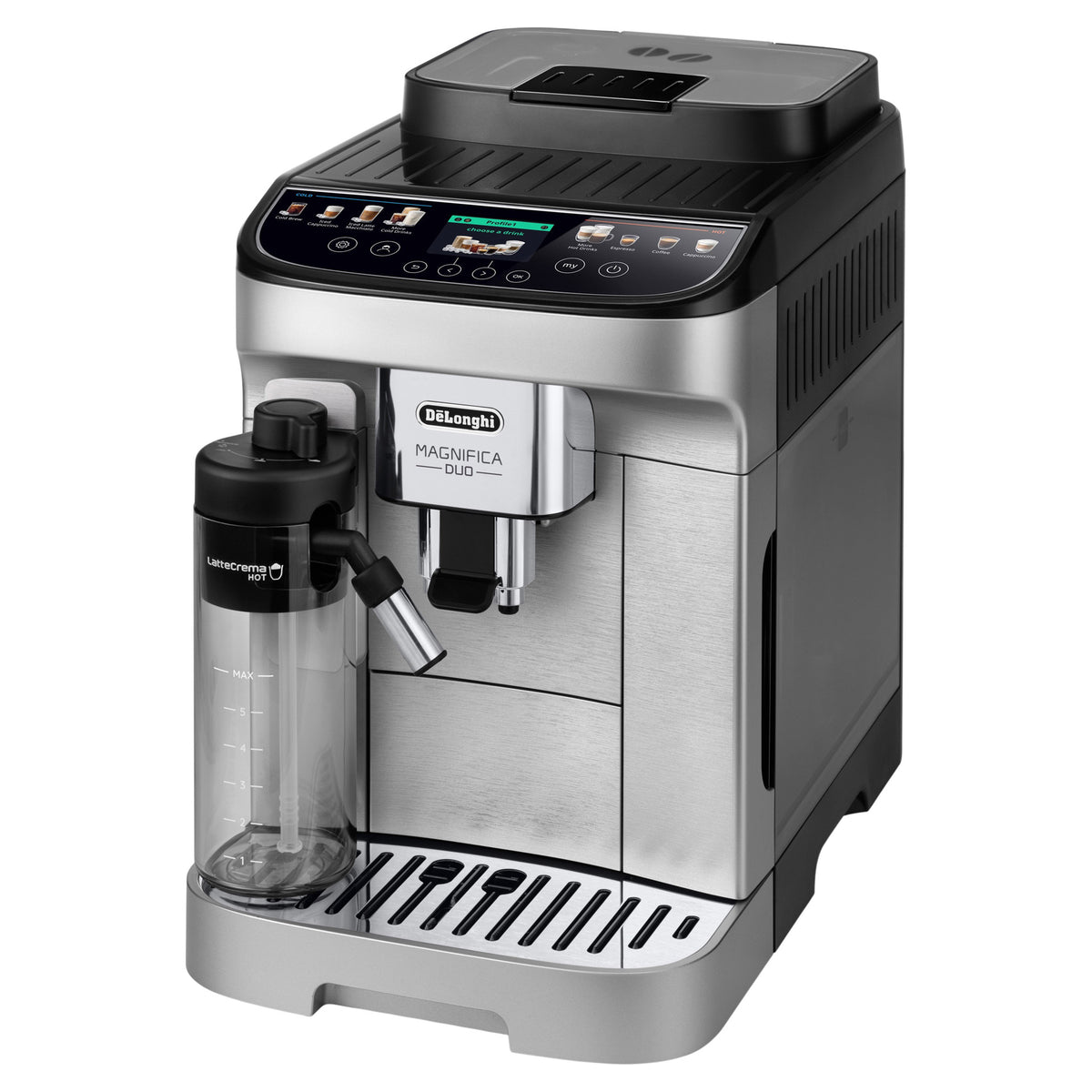 De'Longhi Magnifica Duo : machine à espresso automatique, mousse de lait chaude et froide, infusion à froid, 20 recettes