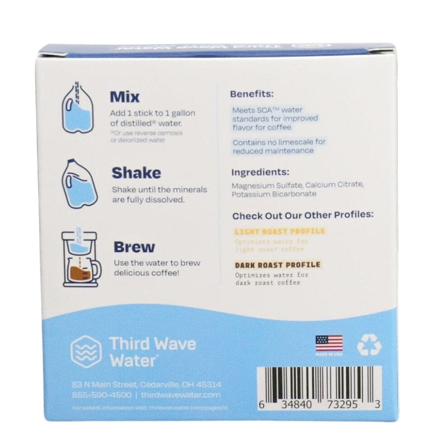 Third Wave Water : sachets minéraux profil Medium Roast, format 1 gallon, boîte de 12