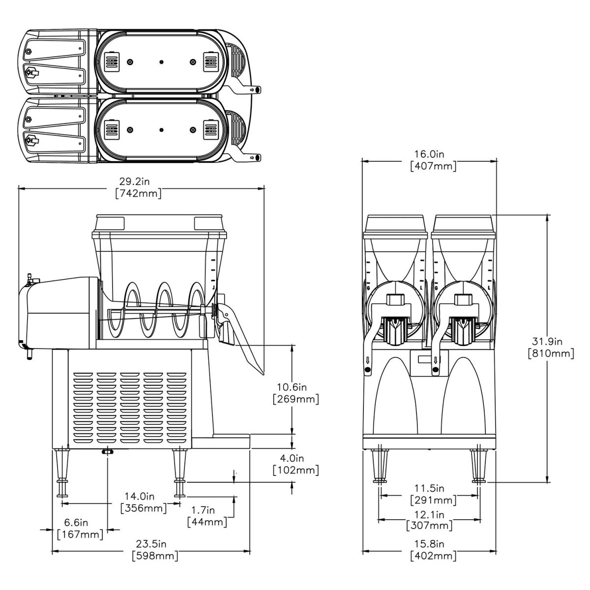 Bunn Iced Drinks (Slush) Ultra-2. Hp 120V Black/Stainless