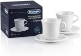 DeLonghi - Lot de 2 tasses à cappuccino et soucoupes en porcelaine blanche (270 ml)