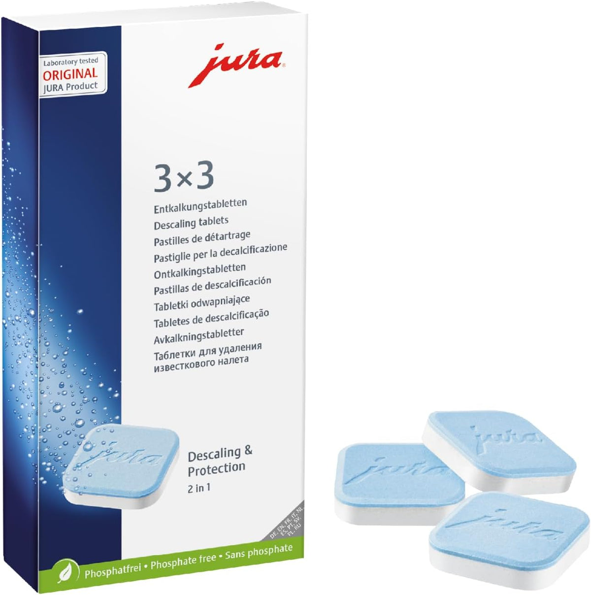 JURA Tablette de détartrage : détartrage 2 phases, sans phosphate, 9 unités (3 cycles)