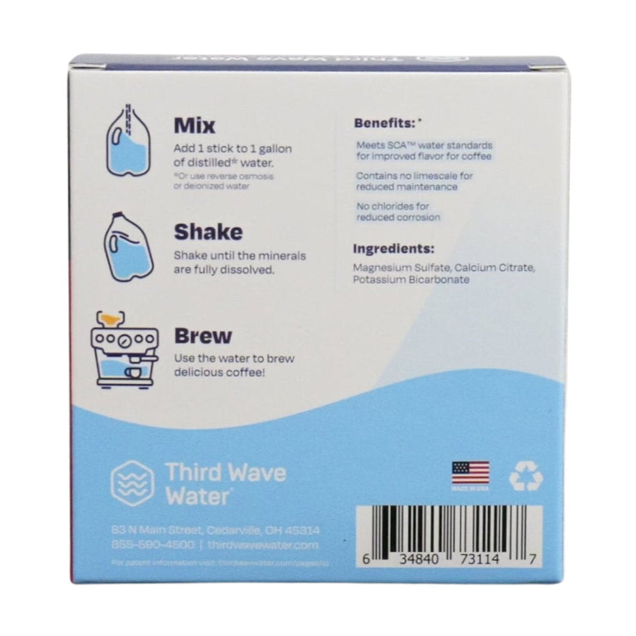 Third Wave Water : sachets minéraux profil espresso, format 1 gallon, boîte de 12
