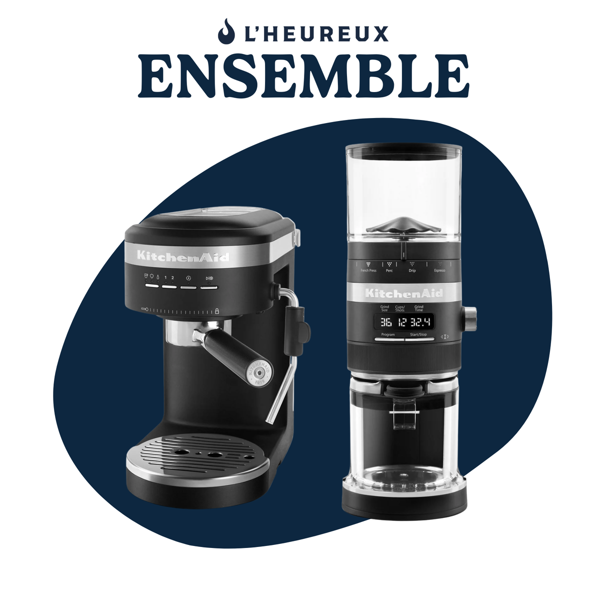 Ensemble KitchenAid Machine Espresso Noir & Moulin Noir