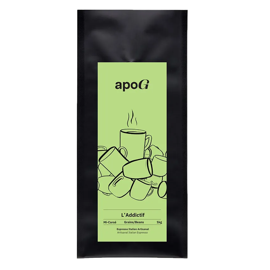 ApoG L'Addictif : espresso italien artisanal, grains entiers, profil mi-corsé, 1 kg