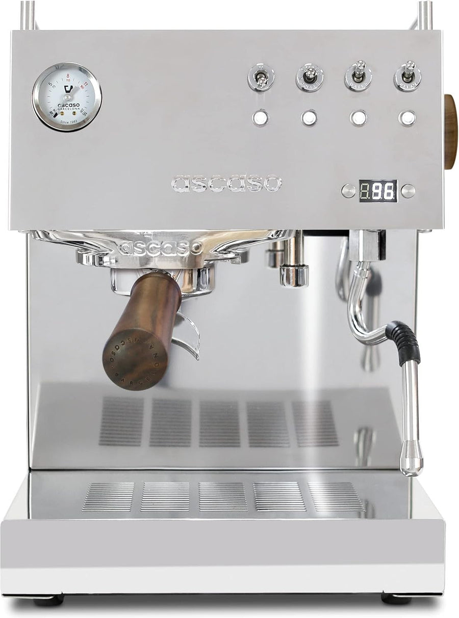 Ascaso Duo PID Versatile Inox/Wood: Dual Thermoblock Home Espresso Machine, ESE Pod Compatible, 58mm, 15 Amp (OPEN BOX)