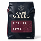 Café Gilles Classico : café en grains torréfaction brune, intensité 2/5, noisette et chocolat au lait