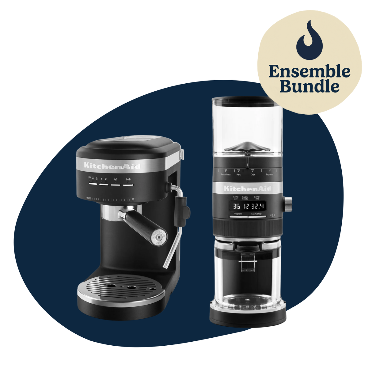 Ensemble KitchenAid Machine Espresso Noir & Moulin Noir