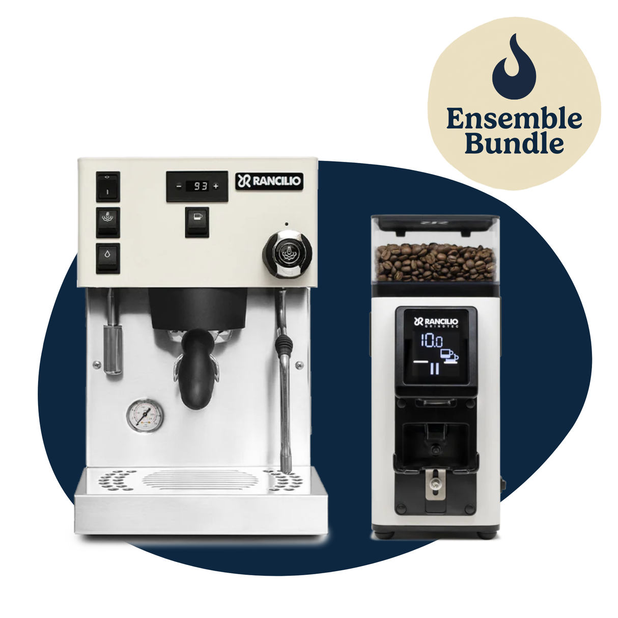Ensemble Rancilio Silvia Pro X Blanc & Rancilio Stile Blanc