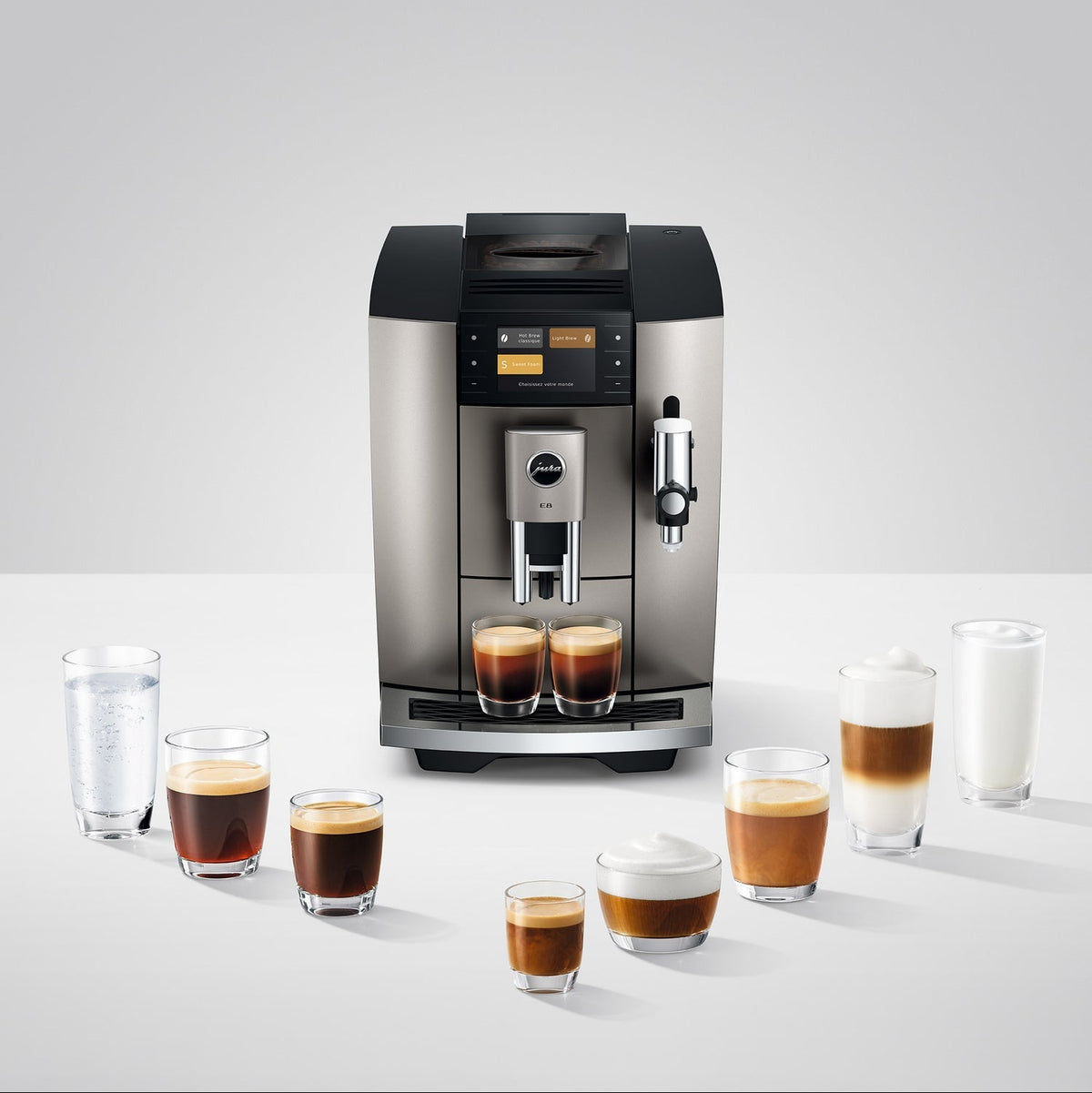 JURA E8 (5th Generation): Automatic Espresso Machine, P.A.G.2 Grinder, 27 Specialties