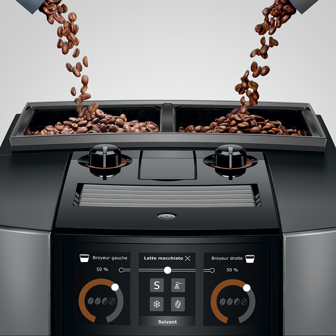 JURA J10 Twin: Automatic Coffee Machine with Dual Grinders, Cold Brew, and Panorama Coffee Panel Touchscreen