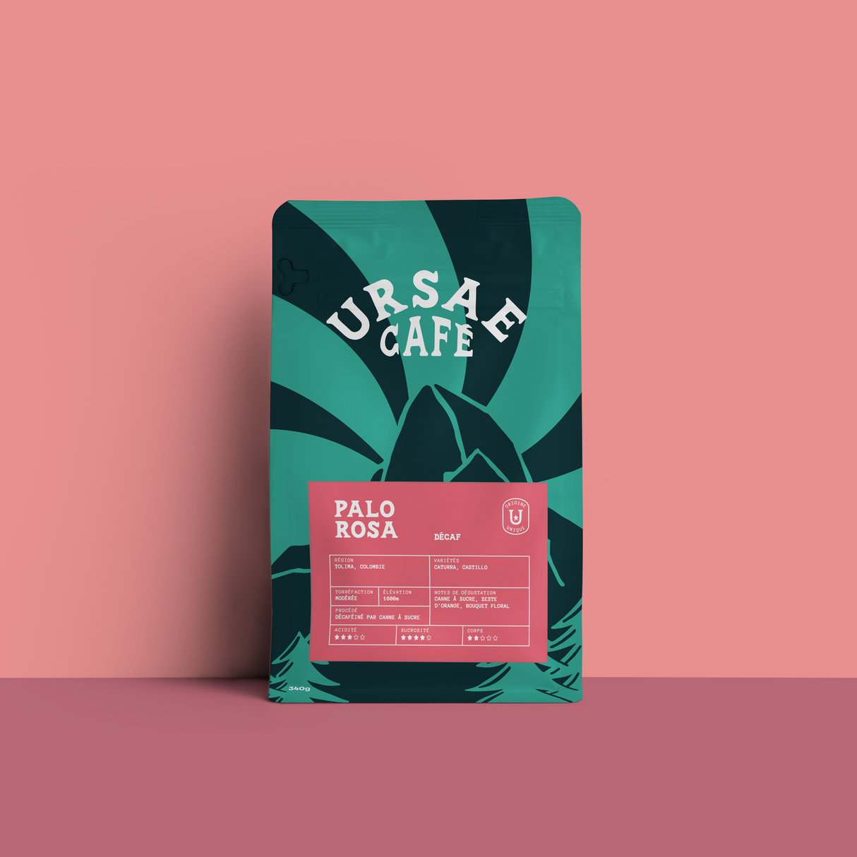 Ursae Palo Rosa Décaf — Decaffeinated Whole Bean Coffee, Light Roast, Tolima Colombia, Sugar Cane Process