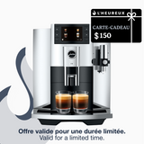 Jura E8 : machine à espresso super-automatique, moulin conique P.A.G.2, réservoir 1,9 L   | Carte-cadeau de 150 $ incluse