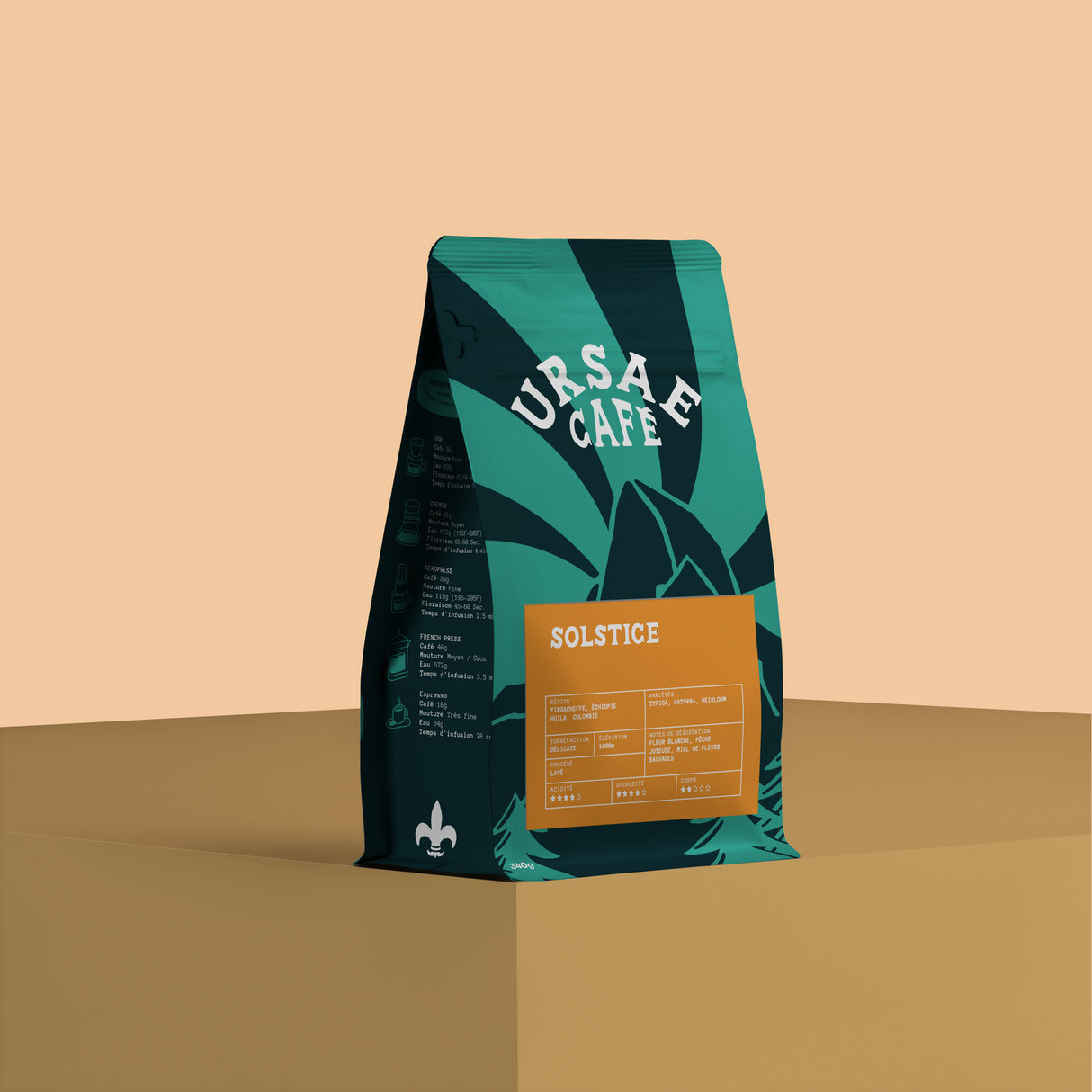 Ursae Solstice — Café en grains, torréfaction légère, Yirgacheffe & Huila, procédé lavé