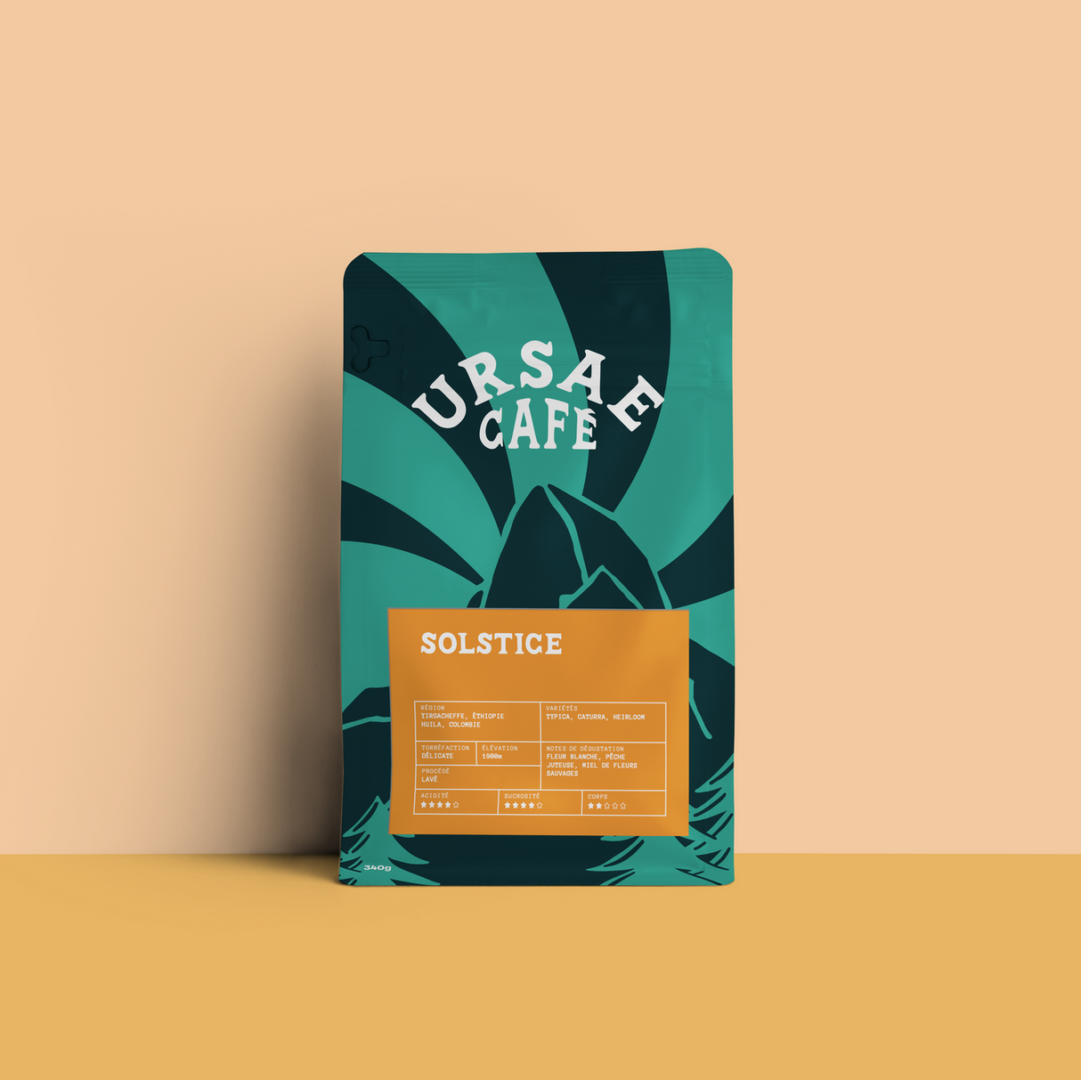 Ursae Solstice — Café en grains, torréfaction légère, Yirgacheffe & Huila, procédé lavé